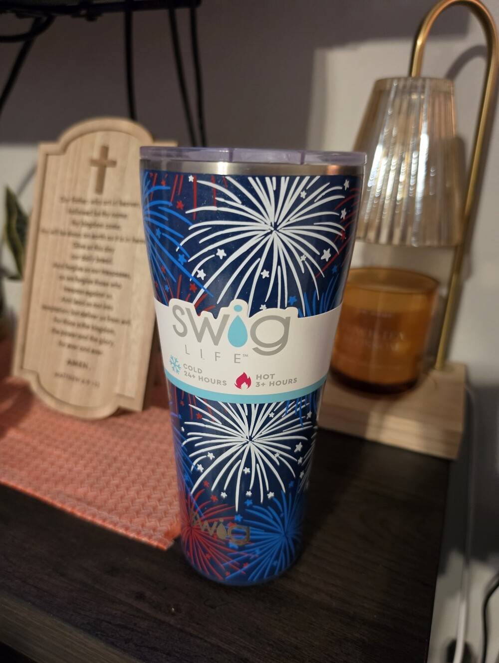 Swig Life Fireworks Insulated Tumbler - Navy Blue Cup 32oz Patroitic